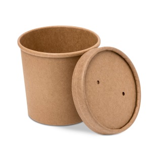 Kraft Paper Soup Cup+Lid (340ml/12oz) (x250)