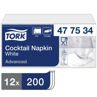 Tork White Cocktail Napkin