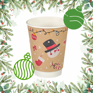 12oz Double Wall Hot Cup Christmas Cup(Aqueous Lined) (x500)