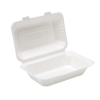 Sugarcane 9x6 Meal Box Clam-shell (125)