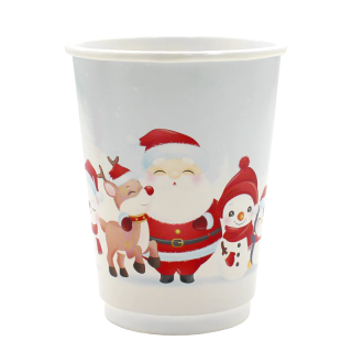 8oz Double Wall WHITE Christmas Cup (x500)